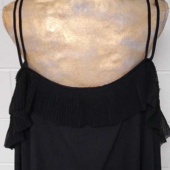 CITY CHIC OFF SHOULDER, BLOUSE, PLEATED RUFFLE SHEER BLACK - Picture 3 of 8